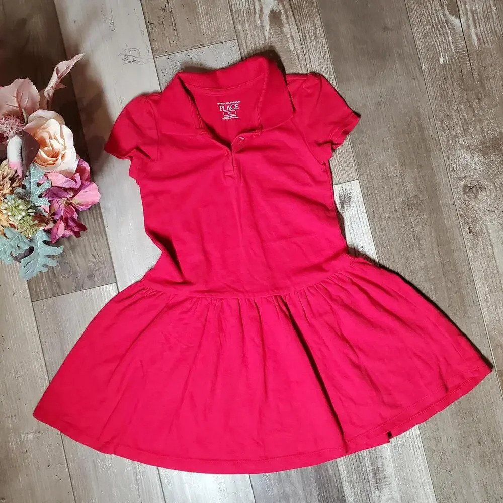 The Children's Place Ruby Red Polo Short Sleeve Dress Girls Size 4T NWOT